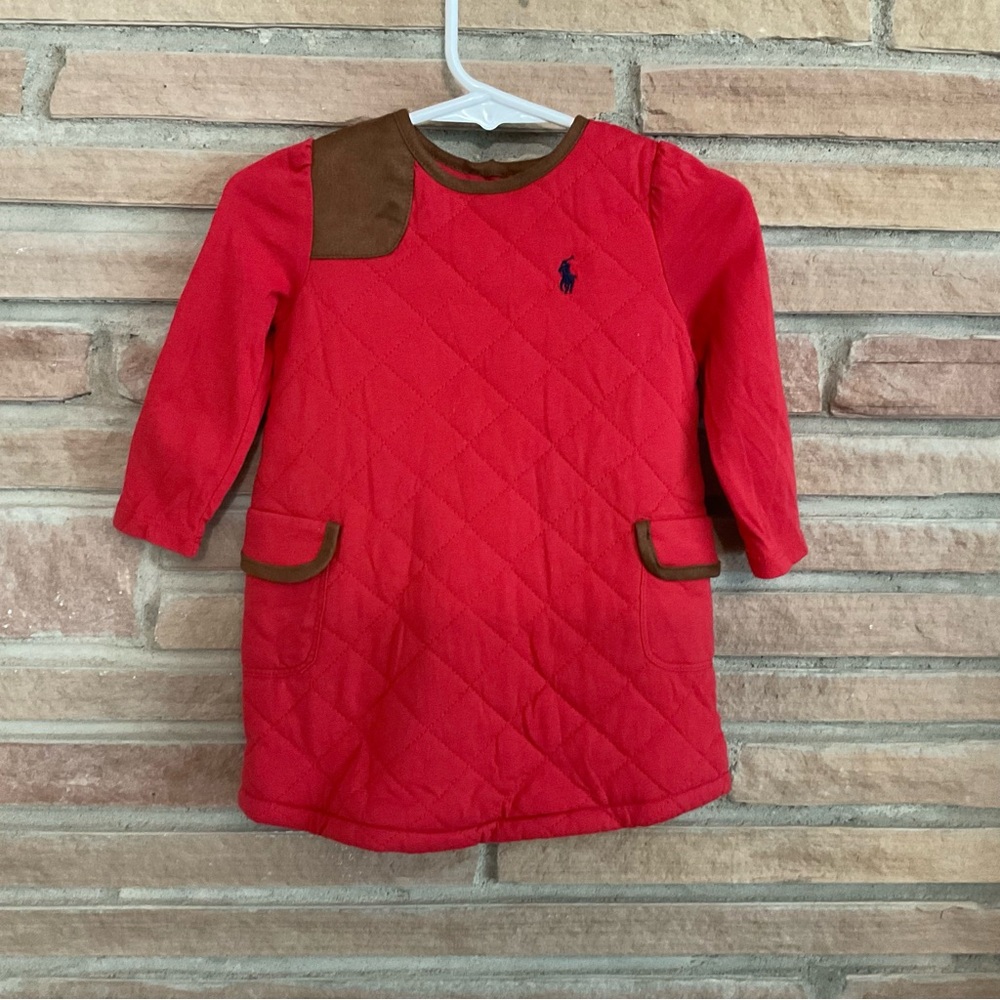 Ralph Lauren Baby Dress Red Quilted 9 Months